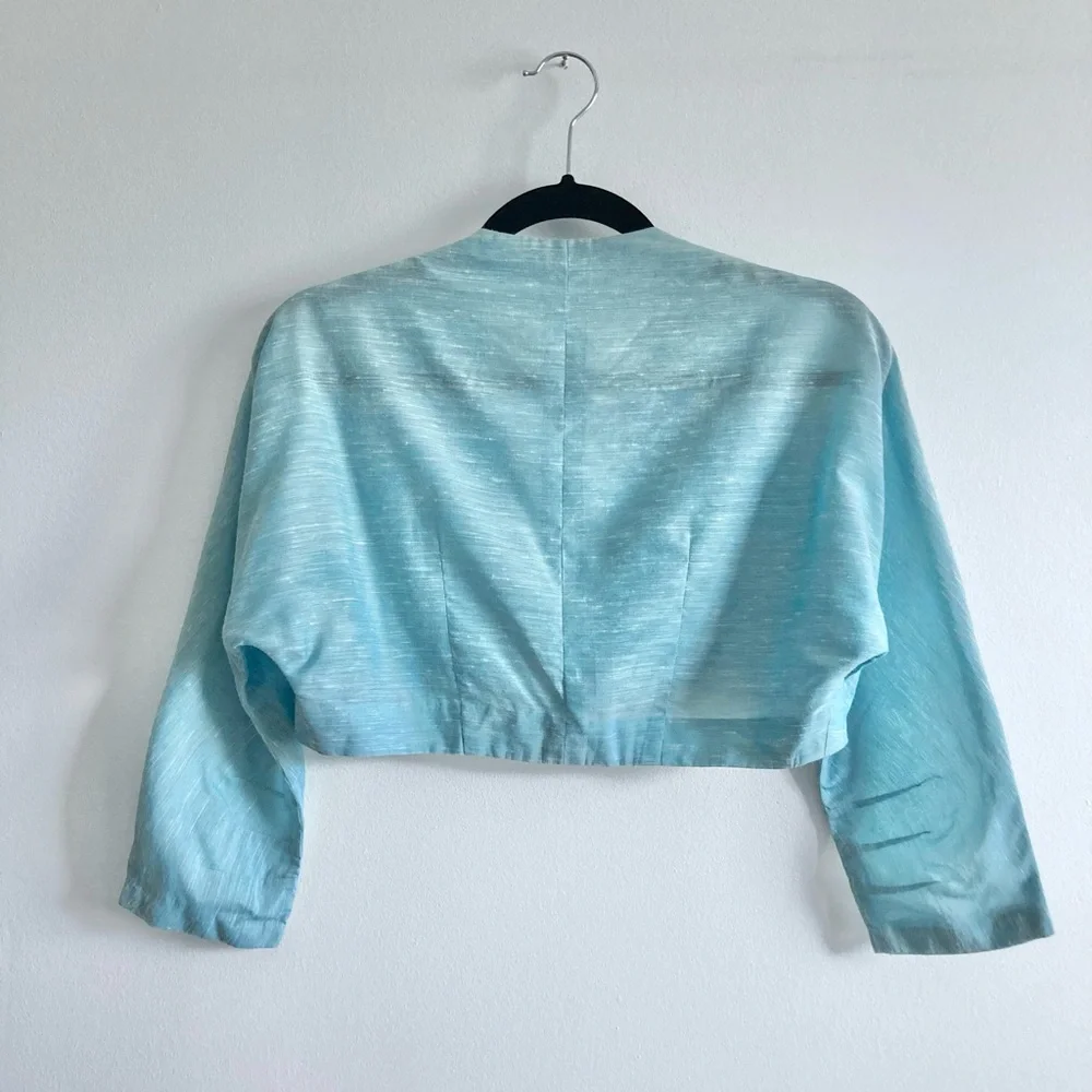 Vintage 1950s Pale Greeny Blue Sleeveless Dress with Matching Bolero - Picture 10 of 11